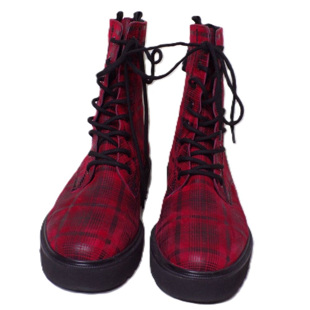 🆕 PAUL GREEN Bronx Platform Ankle Boot 9 Red Plaid - Picture 3 of 10